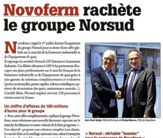 Article Novoferm rachete le groupe Norsud